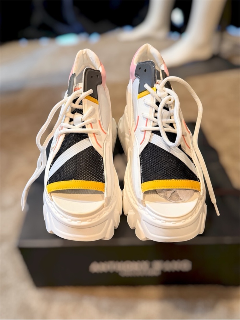 Anthony Wang Women’s White & Pink Platform Sneaker - Picture 3 of 3